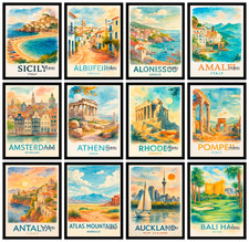 Listing image for Metropolitan City Travel Poster | Modern Skyline Wall Art Print | Home & Office