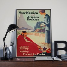 Listing image for Vintage Retro Travel America Poster - New Mexico & The Arizona Rockies A4 A3