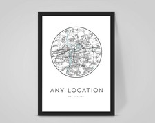 Listing image for Personalised Custom CITY MAP, Any LOCATION Travel street poster artwork gift