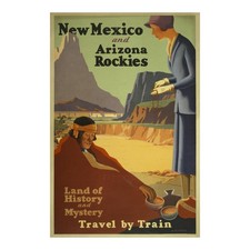 Listing image for 1925 New Mexico Arizona Railroad Travel Poster Southwest Native Art