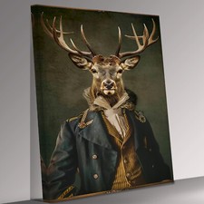 Listing image for Stag Animal as Human in Clothes Canvas Wall Art Picture Print Ready To Hang