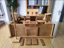 Listing image for Vintage Wooden Fort Dallas Model – Western Diorama with Towers & Lookout