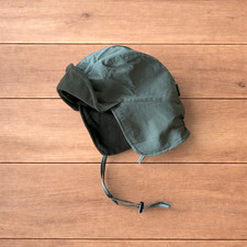 Listing image for Insane Military Pilot Trapper padded fluffy hat cap in khaki green.