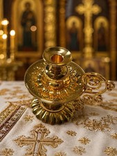 Listing image for New Gold-Coloured Metal Church Candle Holder