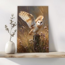 Listing image for Barn Owl Wall Art Canvas Print Framed Wildlife Bird Picture Nature Painting 1