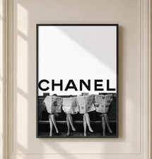 Listing image for Chanel Newspaper Print Luxury Fashion Wall Art Black White Editorial Poster