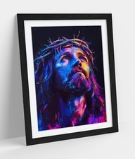 Listing image for MULTI COLOUR PORTRAIT OF JESUS CHRIST FRAMED ART PICTURE POSTER PRINT DECOR