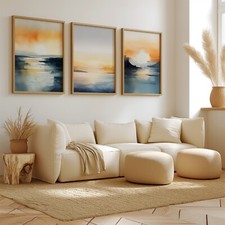 Listing image for Watercolor Sunsets Wall Art Posters Set of 3 Abstract Nature Landscape Prints