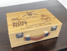 Listing image for British Armed Forces Engraved Wooden Parade/Memorabilia Box, Army, Navy & RAF