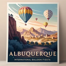Listing image for Albuquerque New Mexico Travel Poster - Balloon Fiesta & Sandia Mountains Art Pri